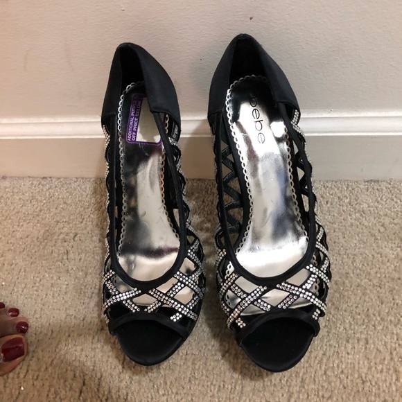 bebe silver heels